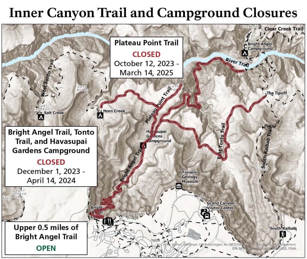 Grand Canyon - Inner Canyon Trail Closures