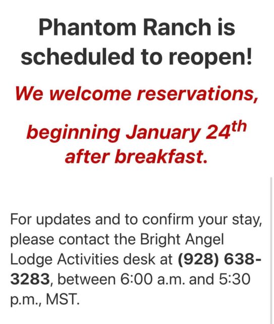 Phantom Ranch Reopen