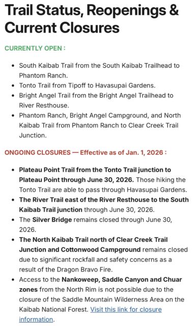 Trail Status 2026